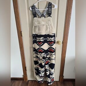 Free People Movement Hit The Slopes Salopette Fleece Overalls Fairisle W Sz XS